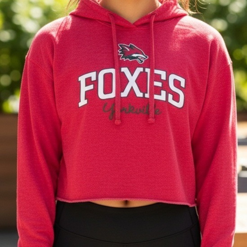 Yorkville‎ Foxes Cropped Hoodie Red Athletic Sportswear Women's Size M